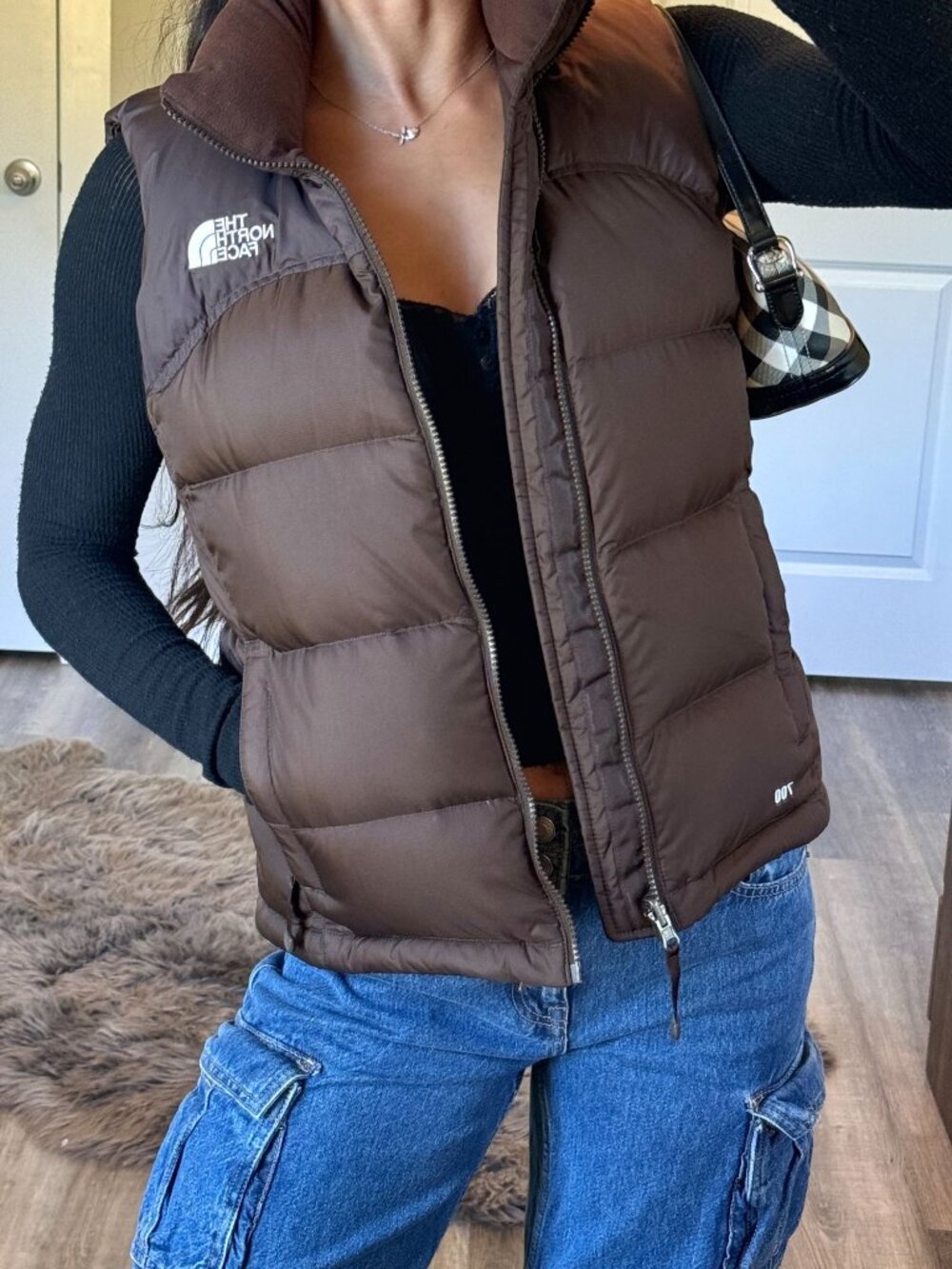The North Face 1996 Retro Nuptse 700 Goose Down Puffer Vest Womens S Brown - Picture 2 of 13